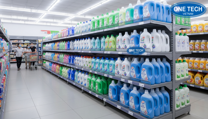 Kệ siêu thị An Giang One Tech Group Kệ siêu thị An Giang cung cấp kệ trưng bày nước giặt