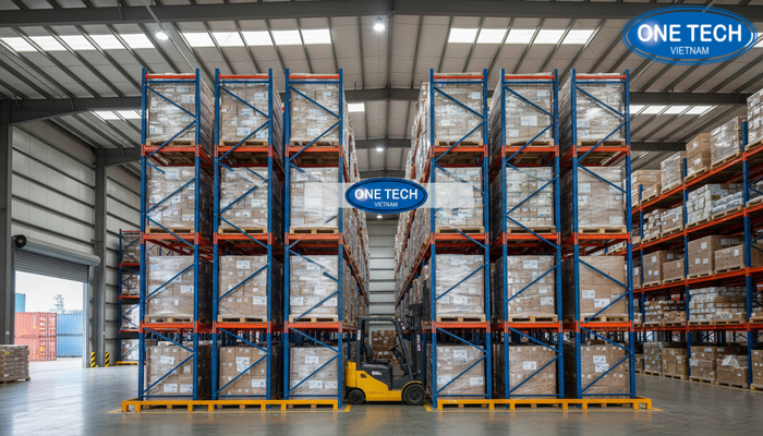 Bảng so sánh khả năng tối ưu diện tích kho giữa kệ drive in, kệ selective và kệ double deep