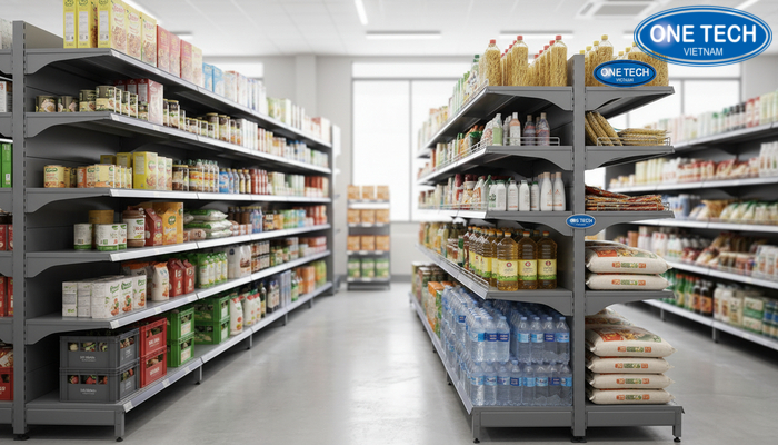 Tiêu chí chọn kệ trưng bày hàng tạp hóa Bảng tiêu chí chọn kệ trưng bày hàng tạp hóa theo vật liệu, kích thước và tải trọng