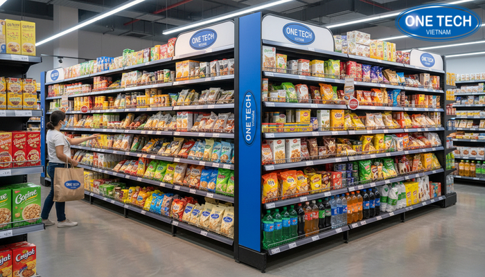 Cách sắp xếp hàng hóa trên kệ tạp hóa Bố trí hàng hóa khoa học trên kệ giúp khách dễ tìm, tăng mua hàng