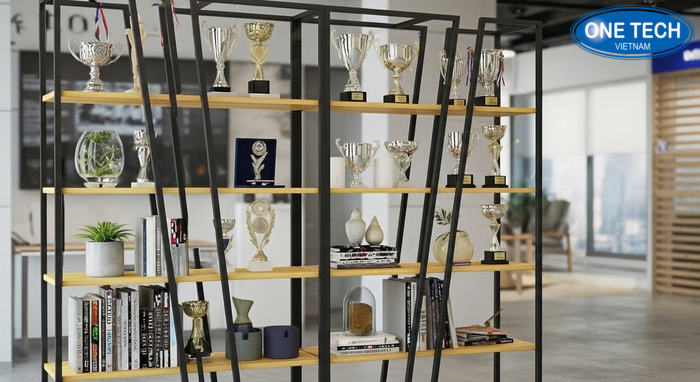 Tủ trưng bày huy chương đẹp trong showroom Ví dụ tủ trưng bày huy chương đẹp trong showroom giúp tăng độ tin cậy thương hiệu