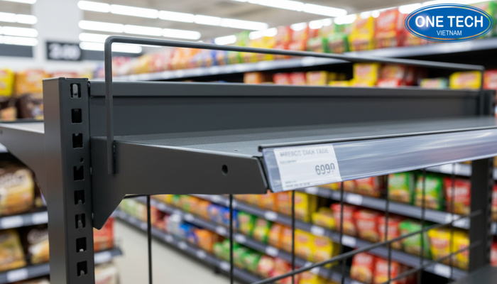 Cận cảnh lớp sơn tĩnh điện trên khung kệ rổ mì