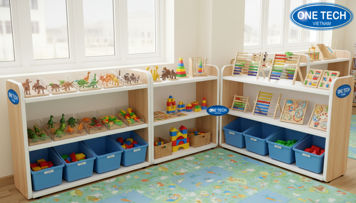 Ảnh công trình lắp đặt kệ trưng bày đồ chơi trẻ em do Kệ siêu thị An Giang triển khai