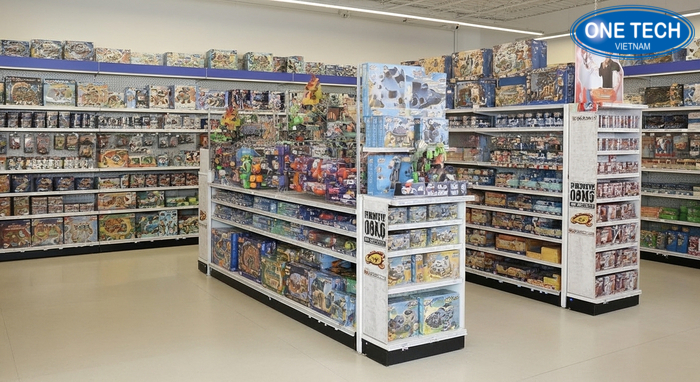 Hệ kệ trưng bày đồ chơi trẻ em hoàn thiện, phân khu rõ ràng
