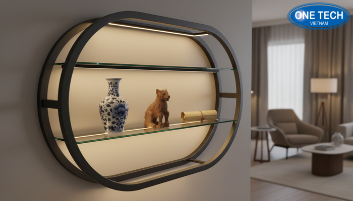 Đèn LED cảm biến cho kệ trưng bày đồ cổ Hệ đèn LED cảm biến giúp bật tắt tiện lợi khi sử dụng tủ trưng bày