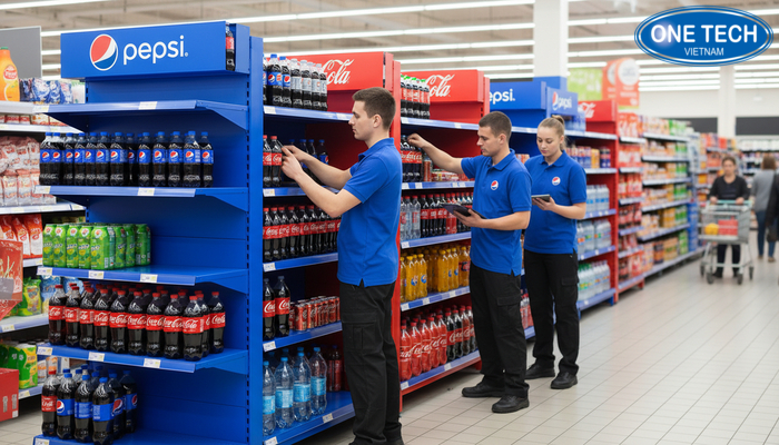 Lắp đặt kệ quảng cáo Pepsi, Coca chuyên nghiệp Đội ngũ lắp đặt kệ quảng cáo tại điểm bán