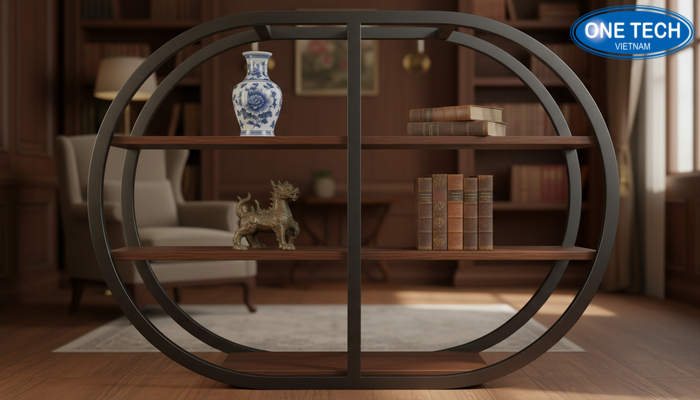 Kệ trưng bày đồ cổ tại An Giang sản phẩm thực tế Hình ảnh sản phẩm kệ tủ trưng bày thực tế, góc chụp tại không gian khách hàng