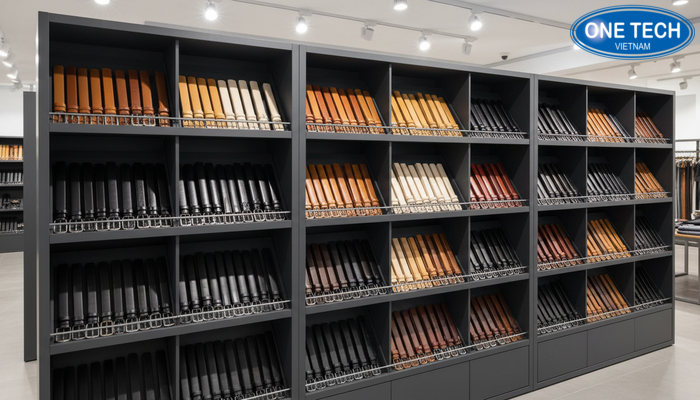 Kệ trưng bày thắt lưng đa ngăn tiện lợi Kệ trưng bày thắt lưng đa ngăn giúp phân loại theo màu và size