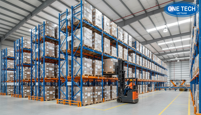 Minh họa kệ double deep tích hợp hệ thống quản lý kho và tự động hóa