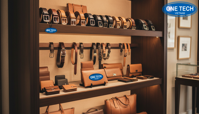 Kệ gỗ nhiều tầng trưng bày thắt lưng Kệ gỗ nhiều tầng trưng bày thắt lưng và phụ kiện da