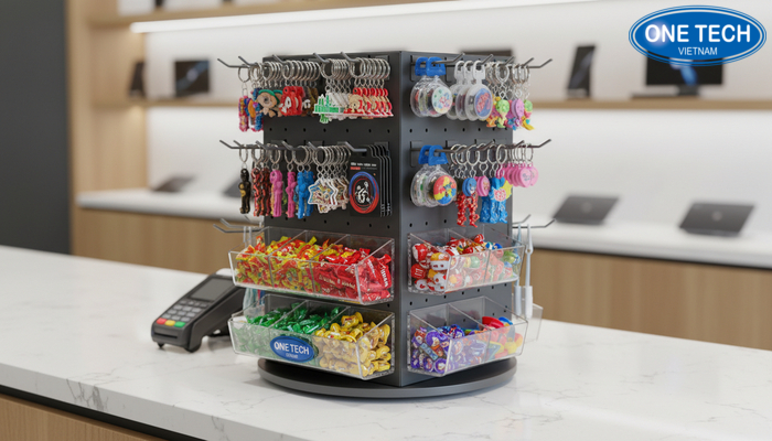 Kệ móc treo xoay mini để bàn thu ngân