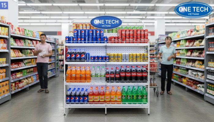 Vị trí đặt kệ quảng cáo Pepsi, Coca hiệu quả Minh họa đặt kệ quảng cáo ở đầu dãy và lối đi chính