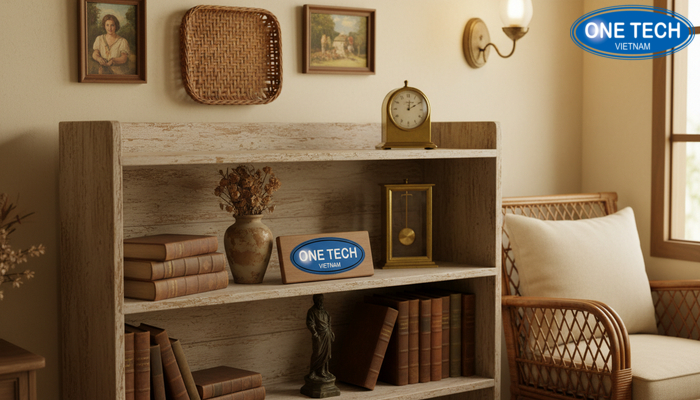 Kệ trưng bày đồ cổ phong cách vintage giả cổ Kệ trưng bày vintage giả cổ phối nội thất hoài niệm