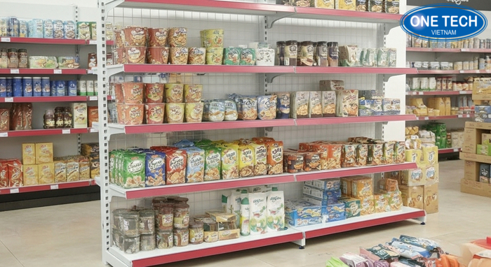 Mẫu kệ 5 tầng cho cửa hàng tạp hóa Mẫu kệ để hàng tạp hóa 5 tầng kích thước phổ biến