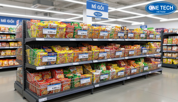 Phụ kiện bảng giá gắn trên kệ rổ mì
