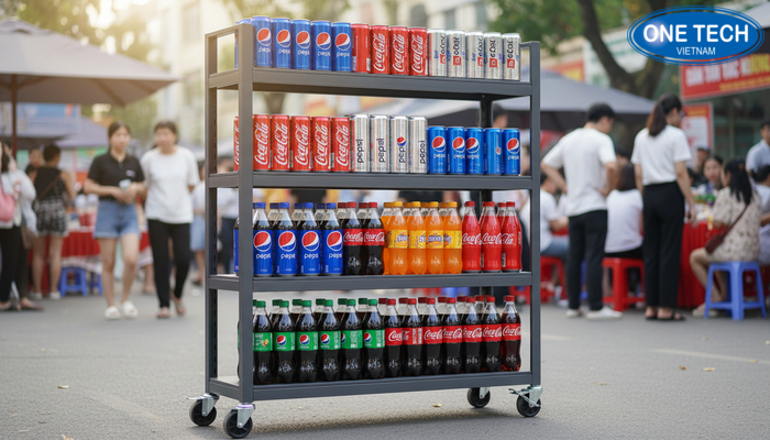 Kệ di động Pepsi, Coca cho sự kiện Quầy kệ di động có bánh xe dùng cho chiến dịch trưng bày Pepsi, Coca