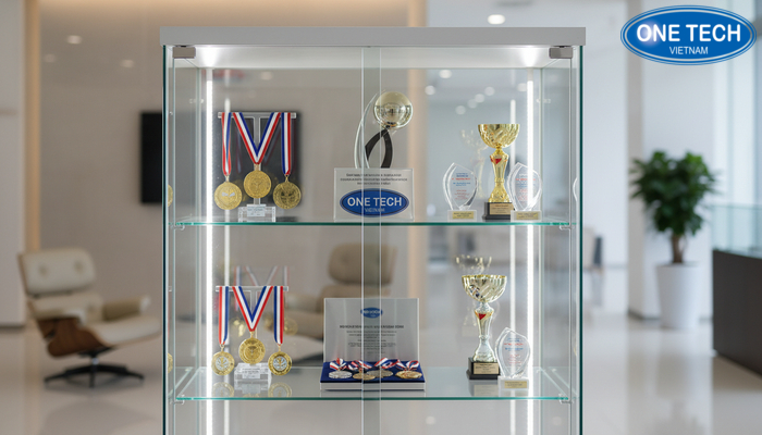 Tủ trưng bày huy chương đẹp hiện đại Tủ trưng bày huy chương đẹp phong cách hiện đại tối giản