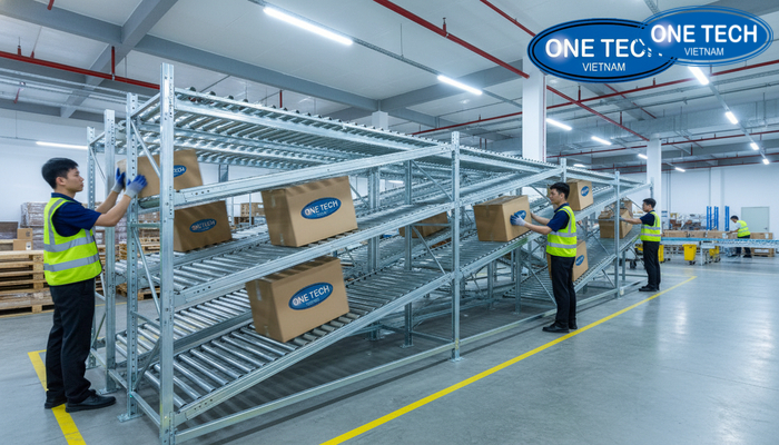 Ưu điểm kệ con lăn Ưu điểm kệ con lăn giúp FIFO và tăng tốc độ lấy hàng