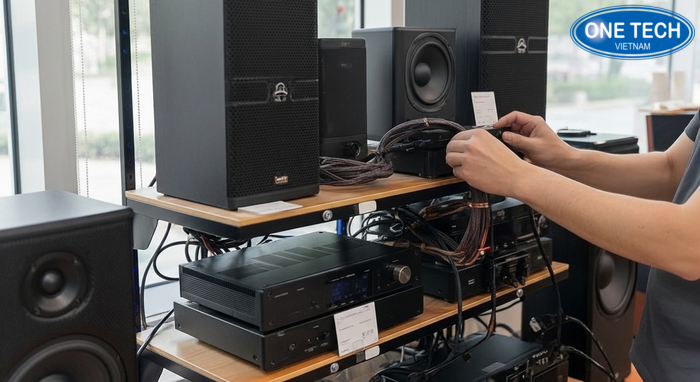 Cac buoc lap dat ke trung bay loa tai nha va showroom