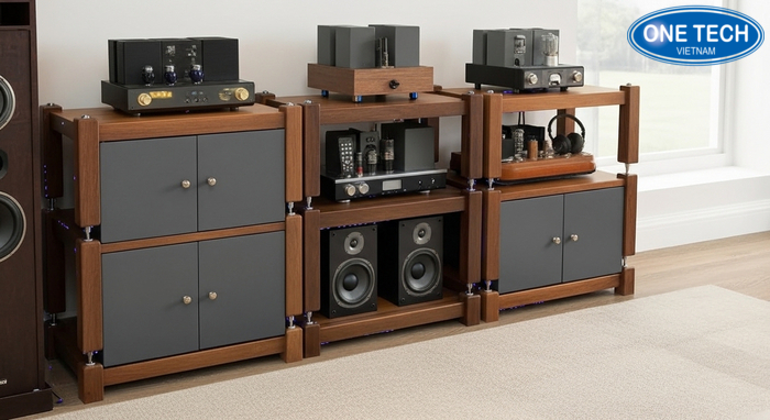 Ke trung bay loa da tang tich hop ngan tu de amply