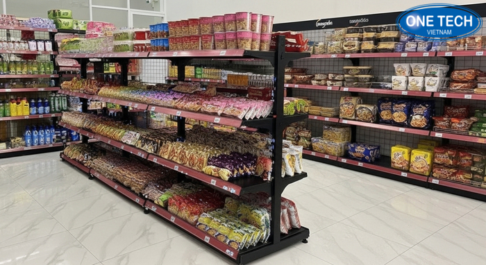 Mẫu kệ trưng bày mì tôm kiểu mới thiết kế gọn, bền và giá hợp lý