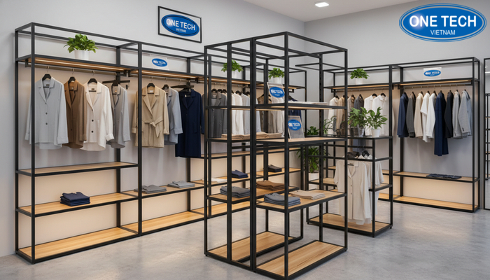 Ưu đãi giá kệ shop thời trang Voucher ưu đãi mua kệ trưng bày shop quần áo và hỗ trợ thiết kế decor