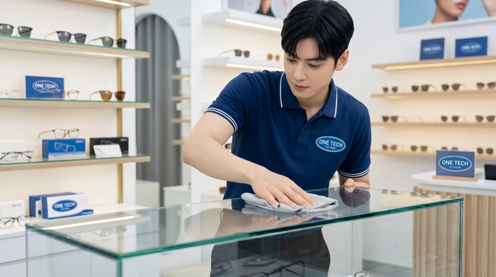 Cách vệ sinh kệ trưng bày kính mắt đúng cách Các bước vệ sinh kệ mica và kệ kính cường lực