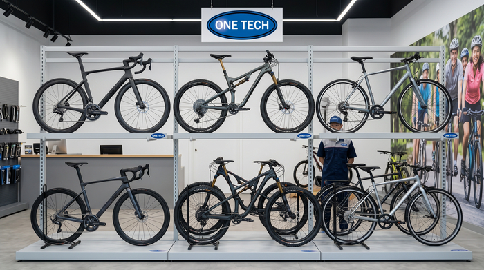 Kệ trưng bày xe đạp OneTech thiết kế chắc chắn, phù hợp cửa hàng và showroom